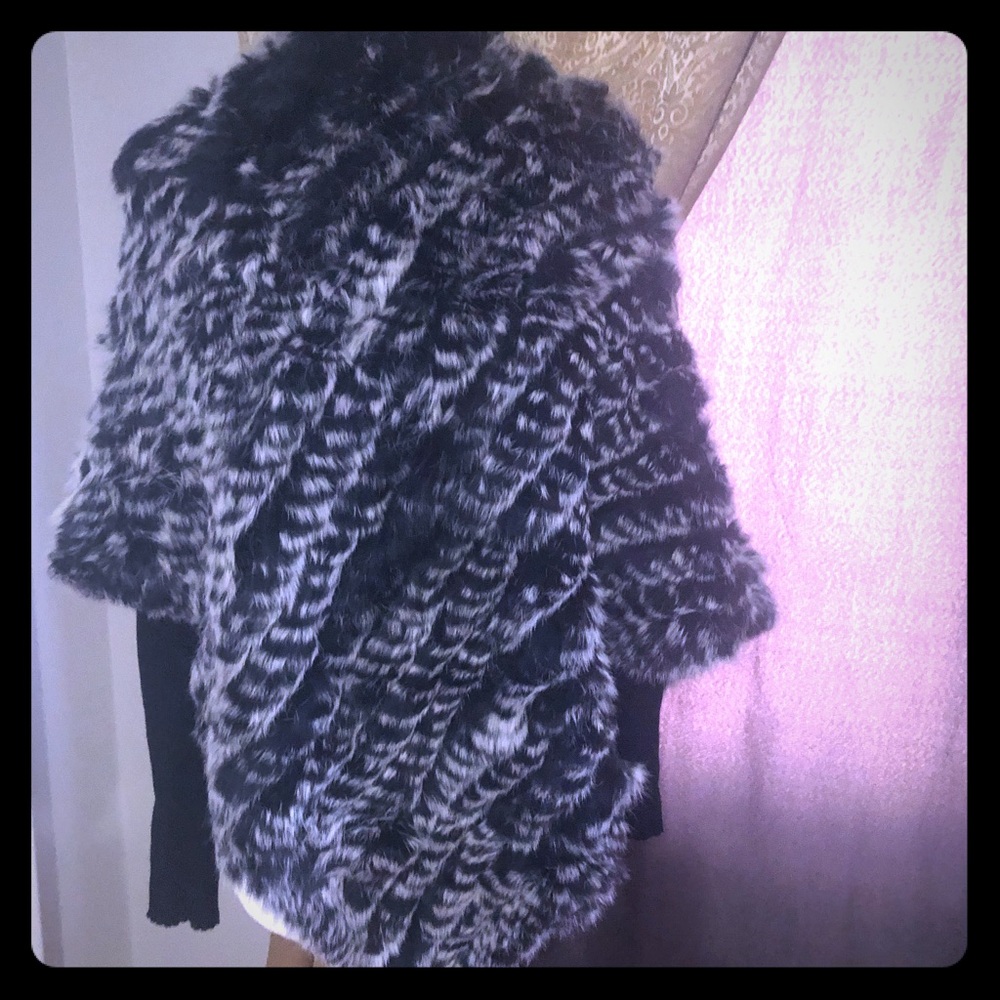 Rabbit fur poncho